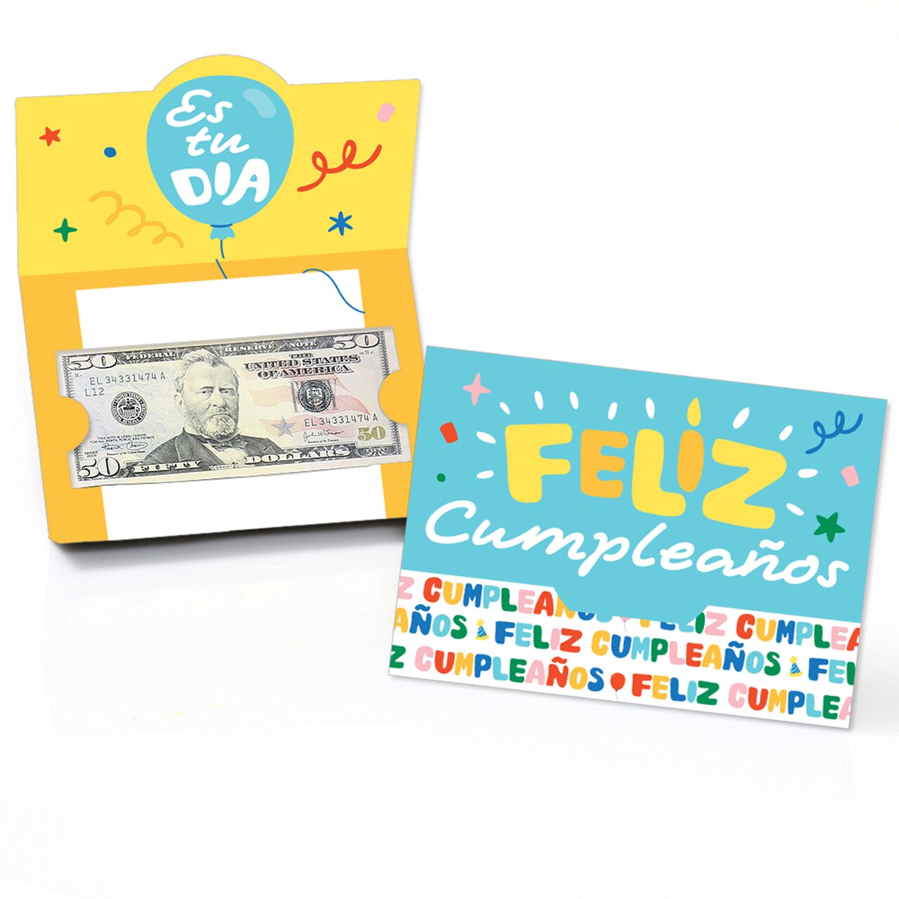 Big Dot of Happiness Feliz Cumpleanos - Happy Birthday Party Money And Gift Card Holders - Set of 8